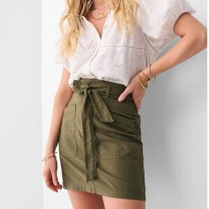 Faherty Palos Verdes Olive Green Linen Blend Paper Bag Utility Skirt NWT Size 4